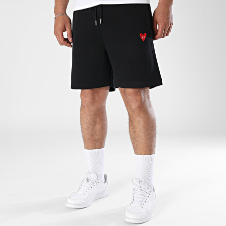 Luxury Lovers - Short Jogging Red Heart Embroidery Noir
