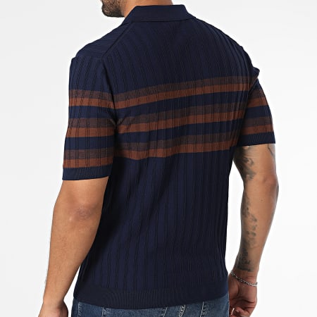 Classic Series - Polo Manches Courtes A Rayures 011 Bleu Marine Marron