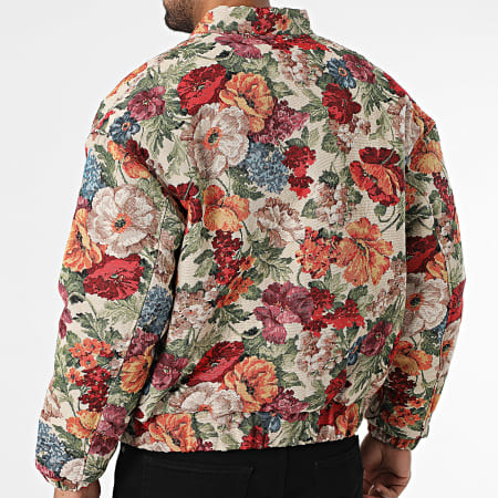 Frilivin - Veste Zippée Q51 Beige Rouge Orange Floral