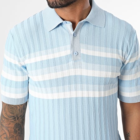 Classic Series - Polo Manches Courtes A Rayures 011 Bleu Clair Blanc