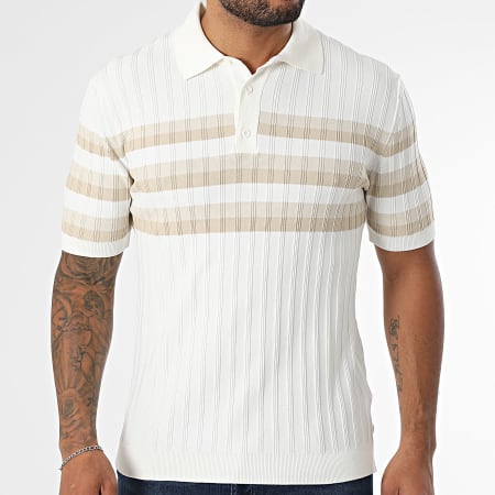 Classic Series - Polo Manches Courtes A Rayures 011 Blanc Beige
