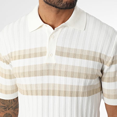 Classic Series - Polo Manches Courtes A Rayures 011 Blanc Beige