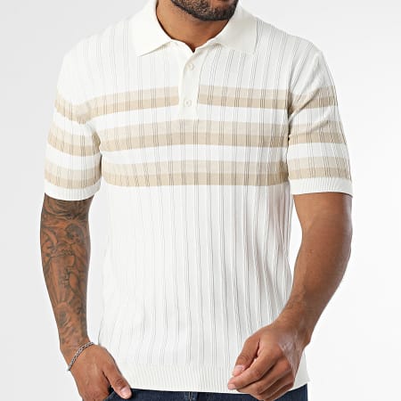 Classic Series - Polo Manches Courtes A Rayures 011 Blanc Beige