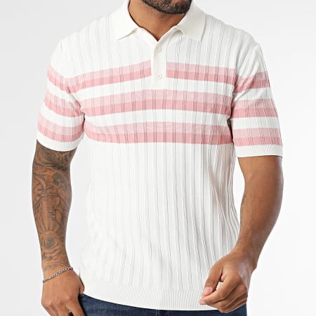 Classic Series - Polo Manches Courtes A Rayures 011 Blanc Rose