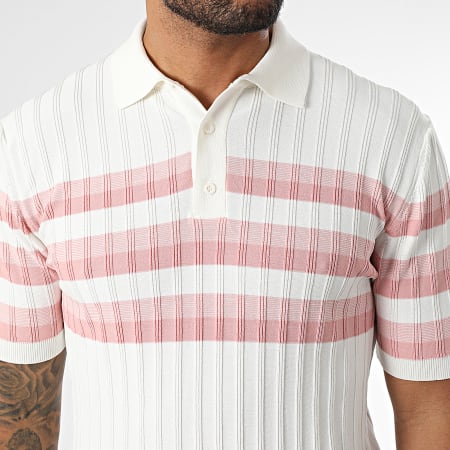 Classic Series - Polo Manches Courtes A Rayures 011 Blanc Rose