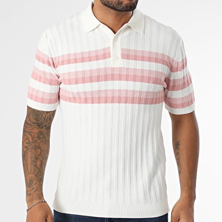 Classic Series - Polo Manches Courtes A Rayures 011 Blanc Rose