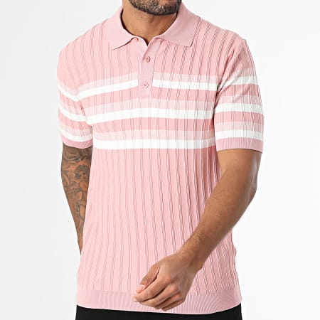 Classic Series - Polo Manches Courtes A Rayures 011 Rose Blanc