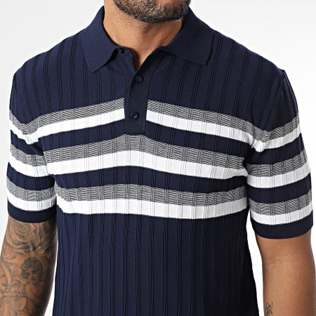 Classic Series - Polo Manches Courtes A Rayures 011 Bleu Marine Blanc