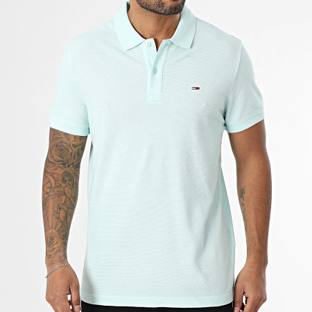 Tommy Jeans - Polo Manches Courtes Slim Essential 0226 Turquoise Clair