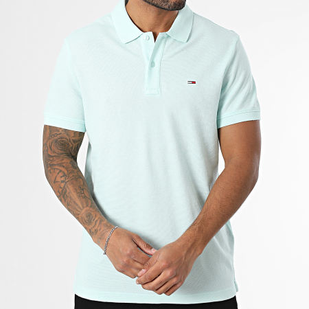 Tommy Jeans - Polo Manches Courtes Slim Essential 0226 Turquoise Clair