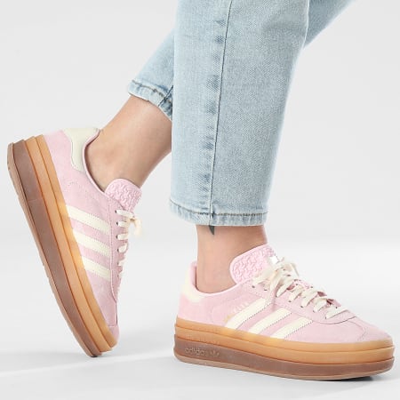 Adidas Originals - Baskets Femme Gazelle Bold W JQ7777 Clear Pink Cream White Gold Metallic