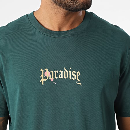 Luxury Lovers - Tee Shirt Oversize Large Paradise Roses Clothing Vert Bouteille
