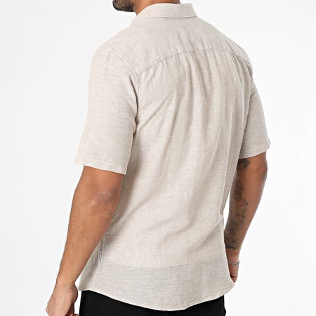 Only And Sons - Chemise Manches Courtes Slim Caiden Beige Chiné