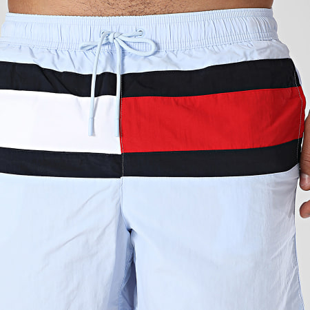 Tommy Hilfiger - Short De Bain Medium Drawstring 3474 Bleu Clair Rouge Blanc Bleu Marine