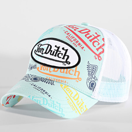 Von Dutch - Casquette Trucker VD-1-CT Blanc Bleu Turquoise Clair