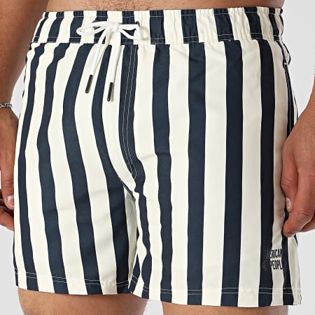 Classic Series - Short De Bain A Rayures Merlin Bleu Marine Jaune Clair
