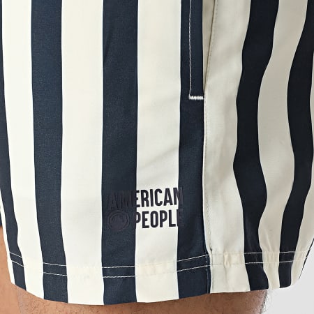 Classic Series - Short De Bain A Rayures Merlin Bleu Marine Jaune Clair