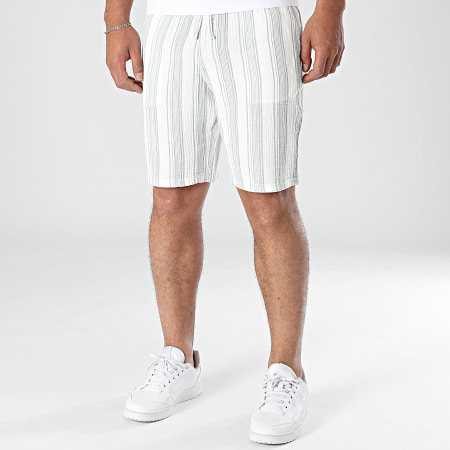 Jack And Jones - Short Jogging A Rayures Jaiden Patras Blanc Vert