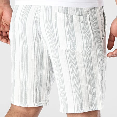 Jack And Jones - Short Jogging A Rayures Jaiden Patras Blanc Vert