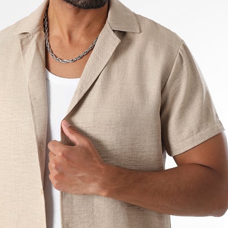LBO - Ensemble Chemise Manches Courtes Et Pantalon Effet Lin 1550 Beige
