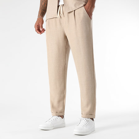 LBO - Ensemble Chemise Manches Courtes Et Pantalon Effet Lin 1550 Beige