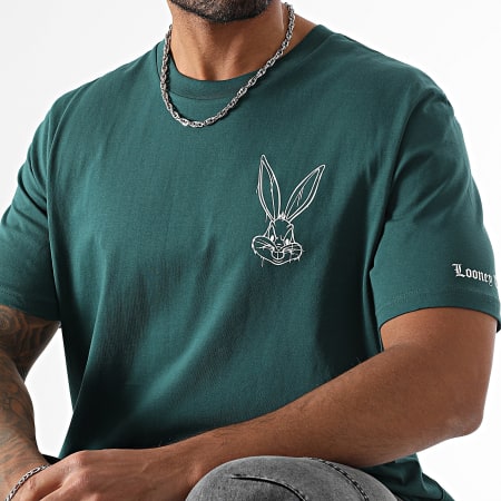 Looney Tunes - Tee Shirt Oversize Large Small Bugs Bunny Vert Bouteille