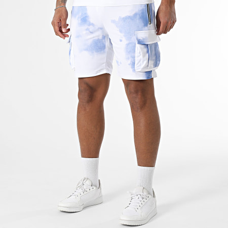 MTX - Ensemble Tee Shirt Et Short Cargo 031 Blanc Bleu Clair