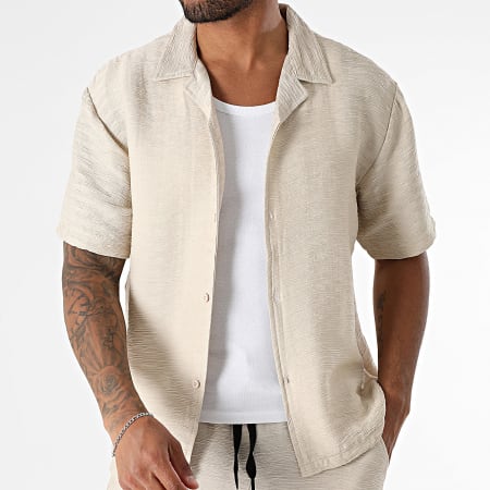 MTX - Ensemble Chemise Manches Courtes Et Short Jogging Texturé 205 Beige