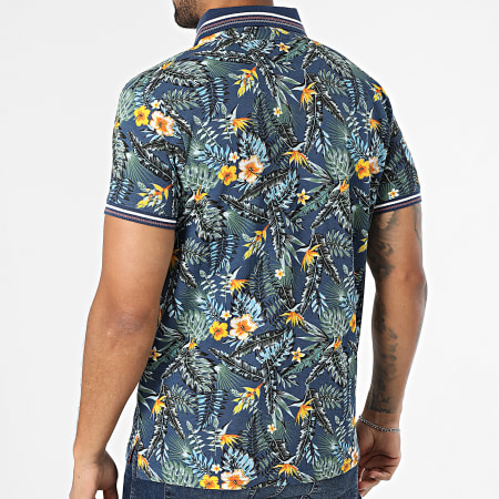 Classic Series - Polo Manches Courtes Proflowers Bleu Marine Floral