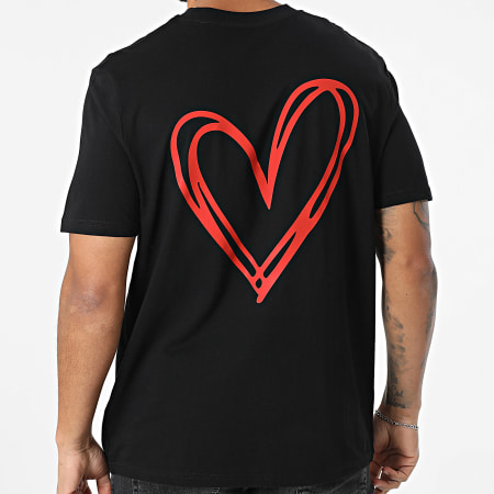 Luxury Lovers - Tee Shirt Oversize Heart Outline Doble Noir
