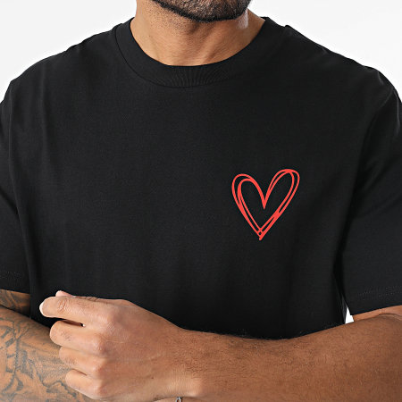 Luxury Lovers - Tee Shirt Oversize Heart Outline Doble Noir
