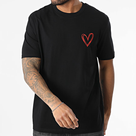 Luxury Lovers - Tee Shirt Oversize Heart Outline Doble Noir