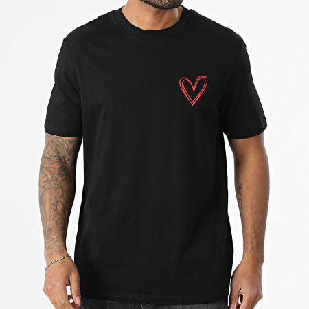 Luxury Lovers - Tee Shirt Oversize Heart Outline Doble Noir