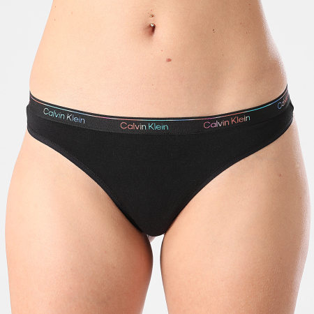 Calvin Klein - Lot De 5 Strings Femme 5322 Noir Gris Chiné Blanc