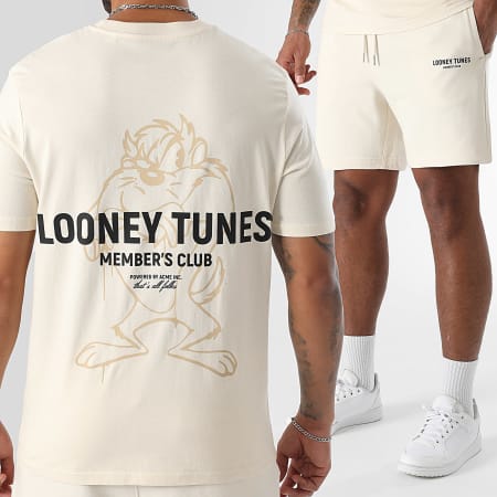 Looney Tunes - Ensemble Tee Shirt Et Short Jogging Bundle Taz Beige