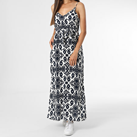 Vero Moda - Robe Longue Femme Easy Joy Blanc Bleu Marine