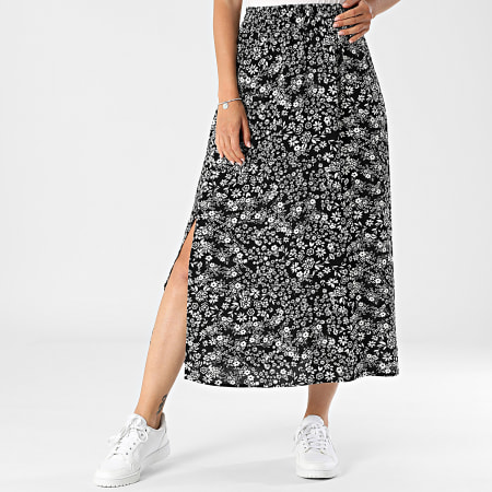 Classic Series - Jupe Longue Femme Easy Joy Noir Blanc Floral