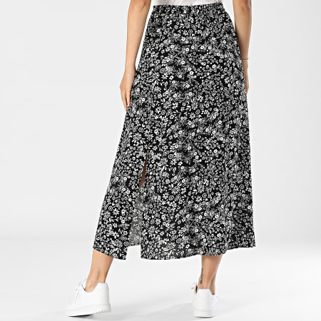 Classic Series - Jupe Longue Femme Easy Joy Noir Blanc Floral