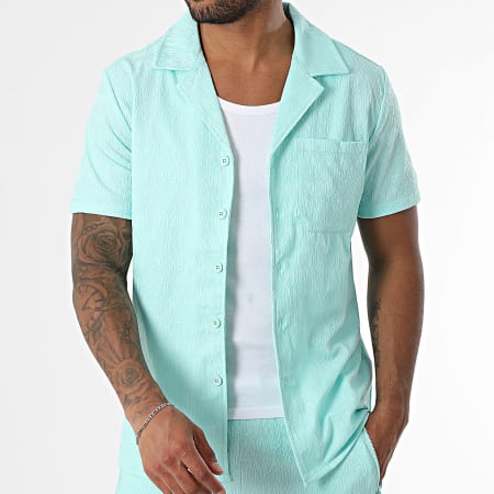Zayne Paris  - Ensemble Chemise Manches Courtes Et Short Jogging 116 Turquoise