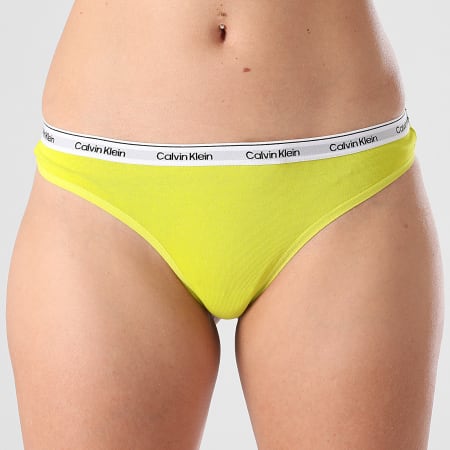 Calvin Klein - Lot De 5 Strings Femme Icon Logo QD5221E Noir Gris Chiné Rose Vert Foncé Vert Lime