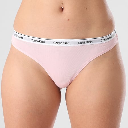 Calvin Klein - Lot De 5 Strings Femme Icon Logo QD5221E Noir Gris Chiné Rose Vert Foncé Vert Lime
