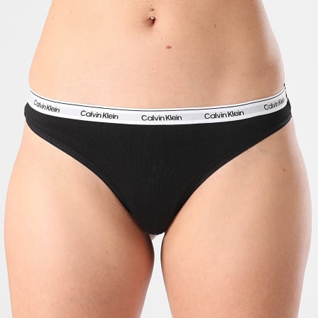 Calvin Klein - Lot De 5 Strings Femme Icon Logo QD5221E Noir Gris Chiné Rose Vert Foncé Vert Lime