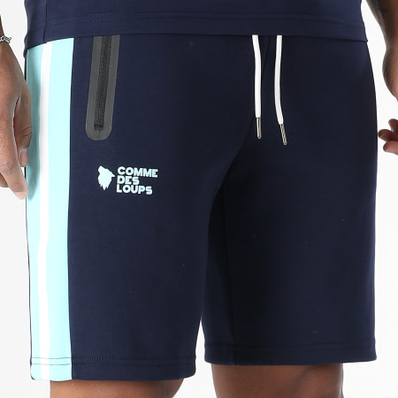 Comme Des Loups - Short Jogging Wimbledon Bleu Marine Bleu Clair Blanc