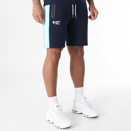 Comme Des Loups - Short Jogging Wimbledon Bleu Marine Bleu Clair Blanc