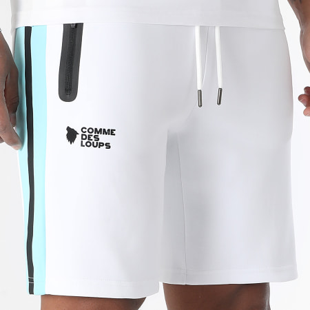 Comme Des Loups - Short Jogging Wimbledon Blanc Bleu Clair Noir