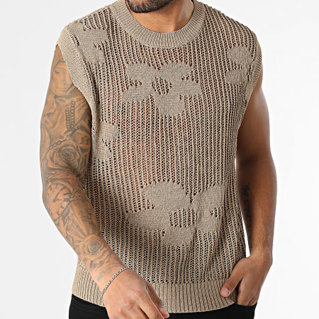 Frilivin - Débardeur En Maille Ajouré 33A Beige