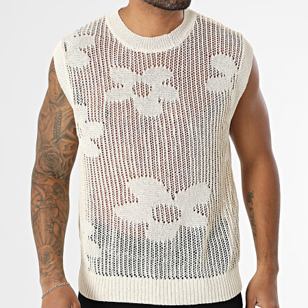 Frilivin - Débardeur En Maille Ajouré 33A Beige Clair