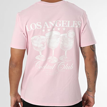 Luxury Lovers - Oversize Tee Shirt LA Cocktail Club Pink White - Ryses