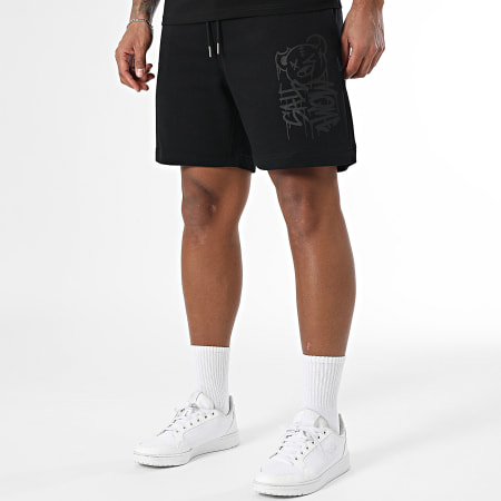 Sale Môme Paris - Ensemble Tee Shirt Et Short Jogging Nounours Dripping Graffiti Noir Noir