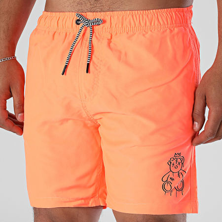Sale Môme Paris - Short De Bain Nounours King Orange Fluo Noir